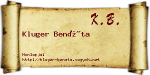 Kluger Benáta névjegykártya